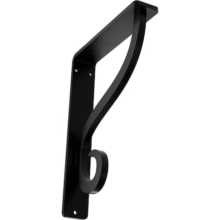 Ashford Single, Wrought Iron Bracket, (Single Center Brace), Powder Coated B 1 1/2W X 5 1/2D X 8H